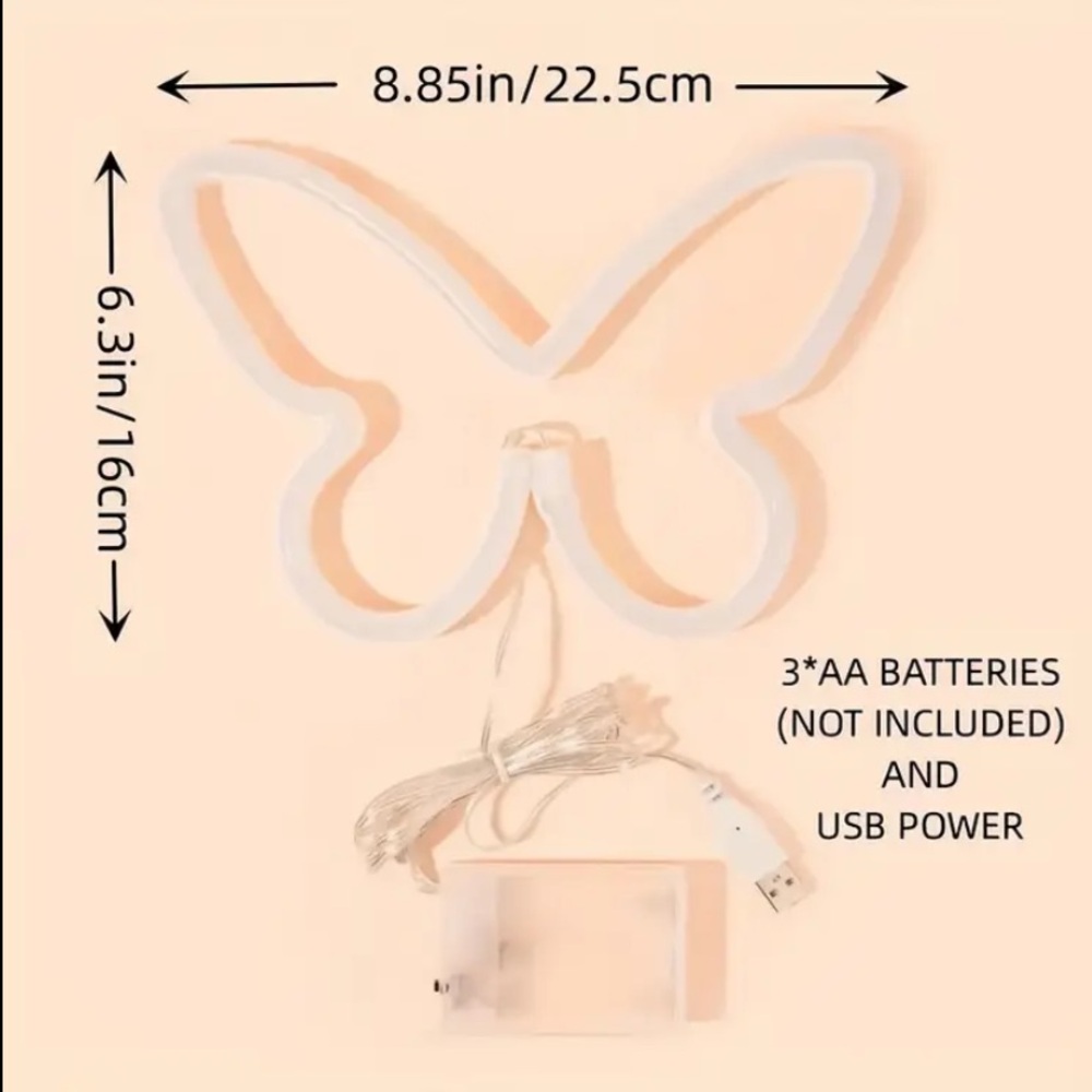 Pink Butterfly Neon Light Sign - Picture 2 of 2
